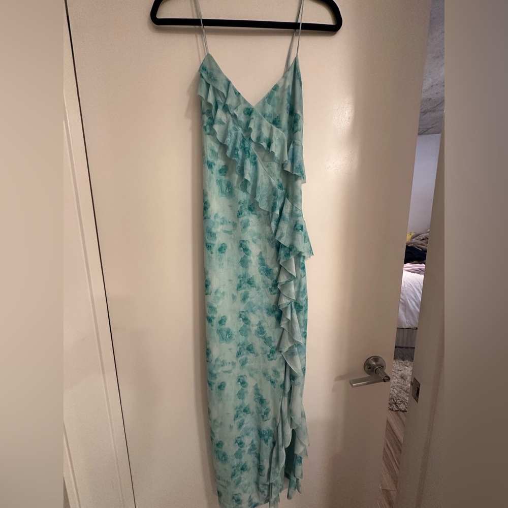 Teal ruffle maxi dress